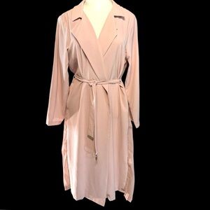 Hayden Lightweight Coat Wrap Dress Pleated Belt Rose Pink